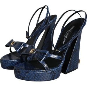 Dolce Gabbana Python Leather Blue Platform High Heel In Box  9